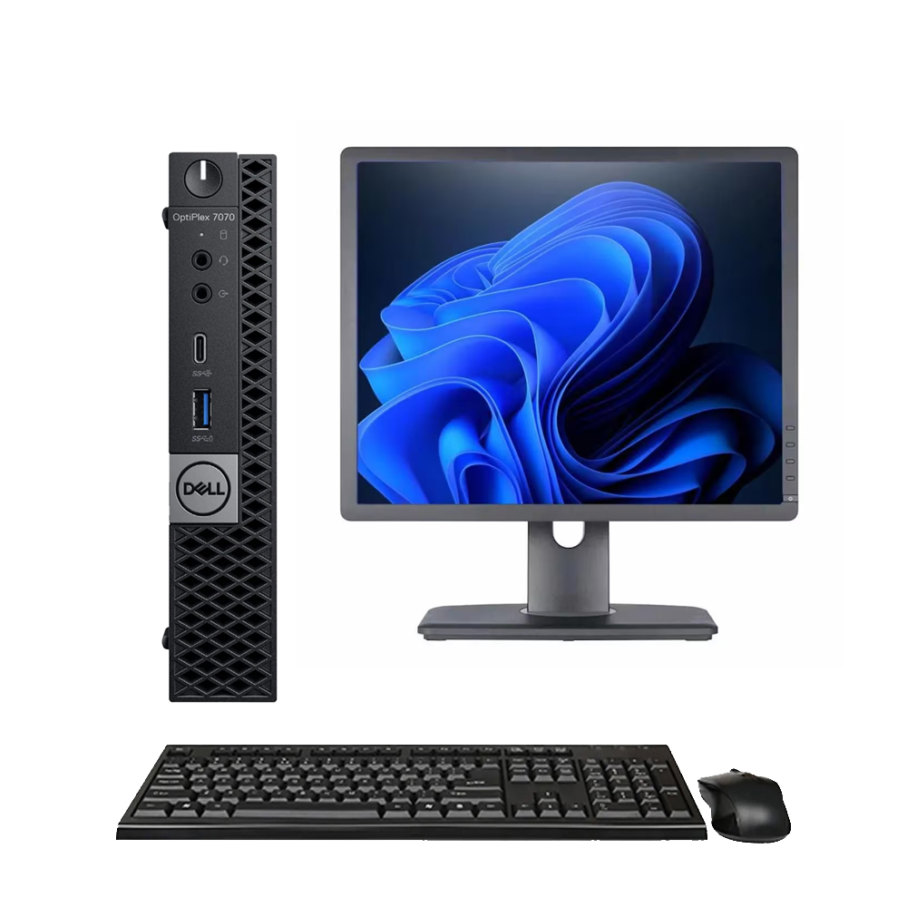Kit Computador Dell Optiplex 7070 + Monitor Dell P1914SC 19" Quadrado VGA/DVI 1280x1024 – Micro